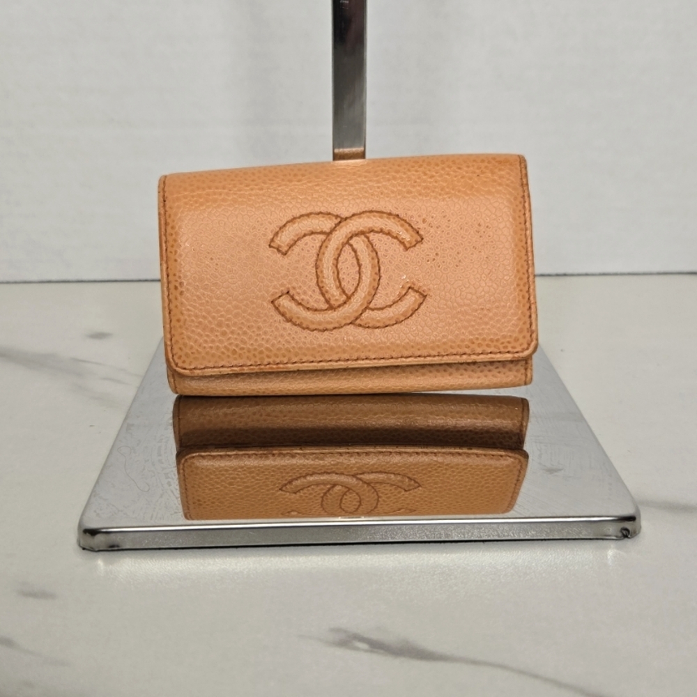 Chanel Caviar Timeless Coco Orange Leather Key Holder Key Case